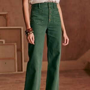 NWT Sézane Cyriel Pants / Jeans - Faded Garden Green